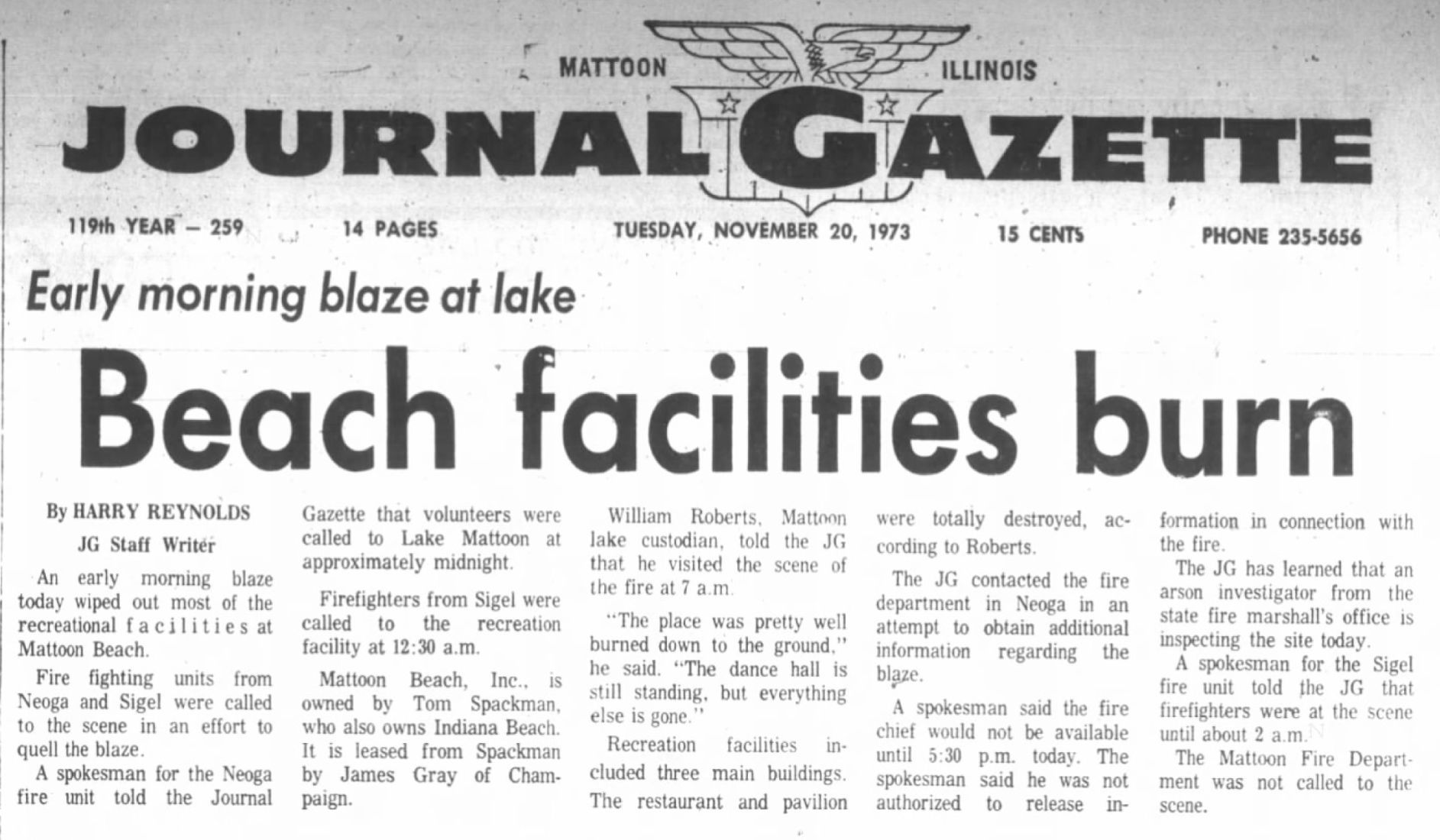Beach facilities burn